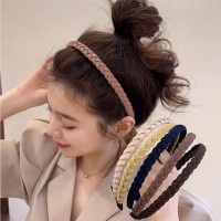 Braided Twist Leather Hairband Solid Thin Headband Twine Bohemia Non-slip Hair Band Wide Hoop Girls Hair Accessories