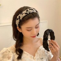 French Retro Polka Dot Hairband Women High Fashion Wide-Brimmed Hair Band Yarn Braid Headband Elegant Girl Hair Accessorie