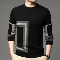 High Quality Men's Knitted Pullover Autumn/Winter New O-Neck Print Long Sleeve Sweater British Business Casual Warm Underlay