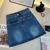 Women Retro High Waist Denim Skirts Students Daily Ins Sexy Streetwear All-Match Simple Summer A-Line Design Mini